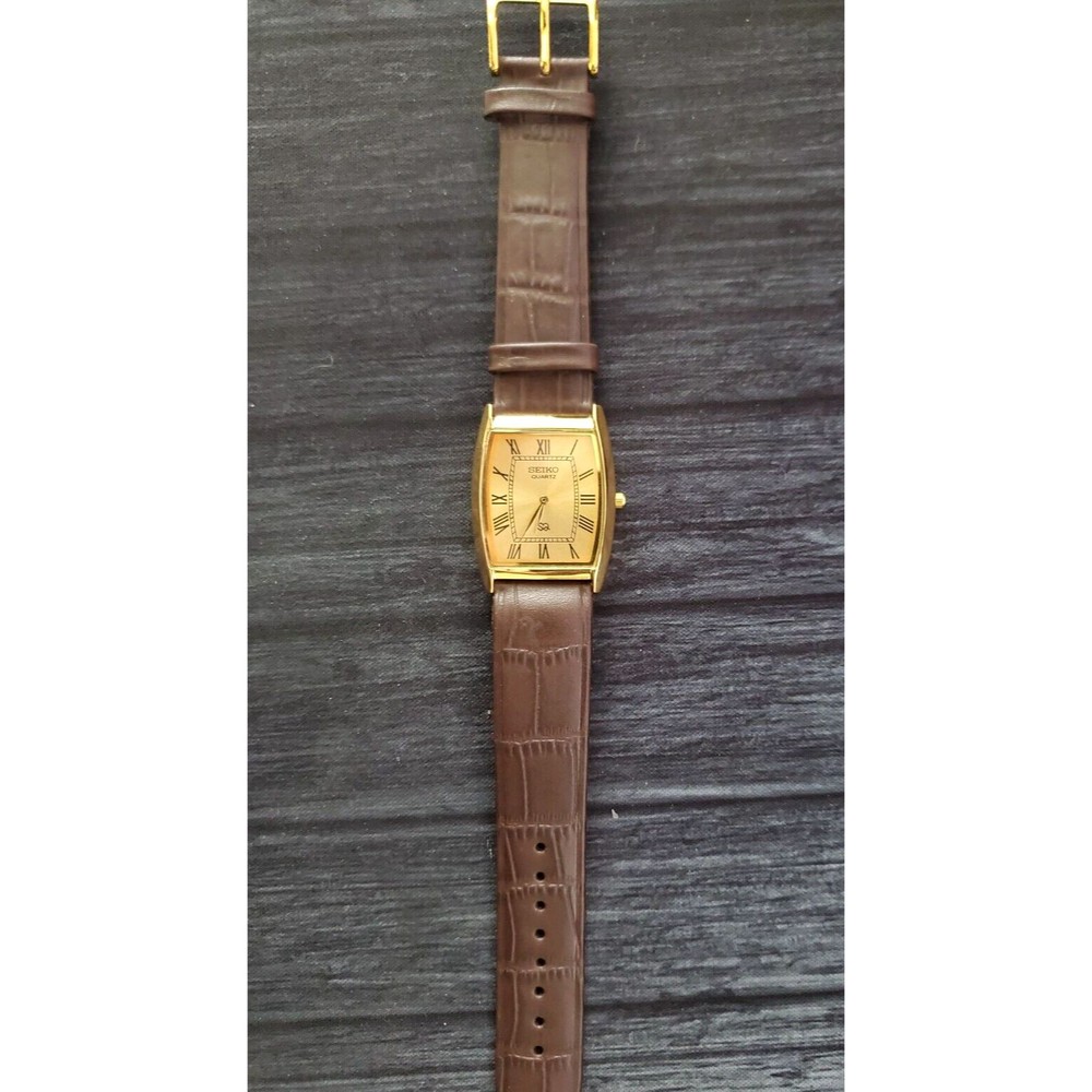 RARE Vintage Seiko NOS Men's Classic Tank‎ Barrel Gold Champaign Satin Dial - Picture 8 of 13